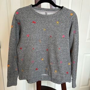 Loft Lou & Grey Woman’s Valentine Embroidered Long Sleeve Grey Sweatshirt Sz M
